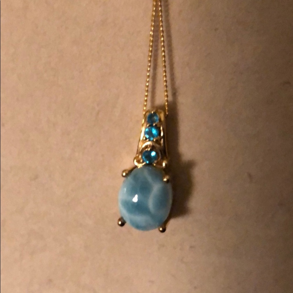 Blue Larimar & Blue Apatite gems-9.25STS 14k-20”